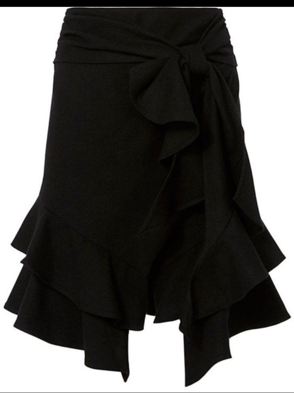 INTERMIX Black Ruffled Tie-Waist Skater Skirt